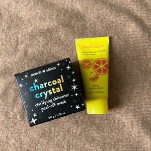 Peach Slices Charcoal clarifying mask and vitamin c brightening mask